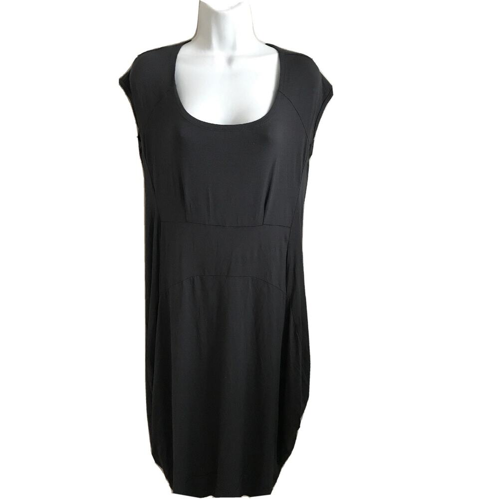 EUC Alembika RUTI Women's size 1 black‎ peplum short sleeve stretch short dress